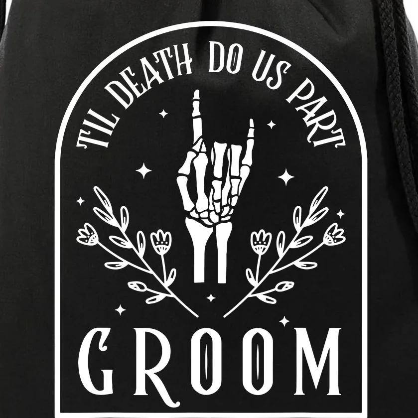 Groom Bride Skeleton Gothic Halloween Engagement Wedding Drawstring Bag