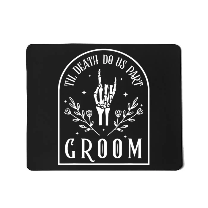 Groom Bride Skeleton Gothic Halloween Engagement Wedding Mousepad