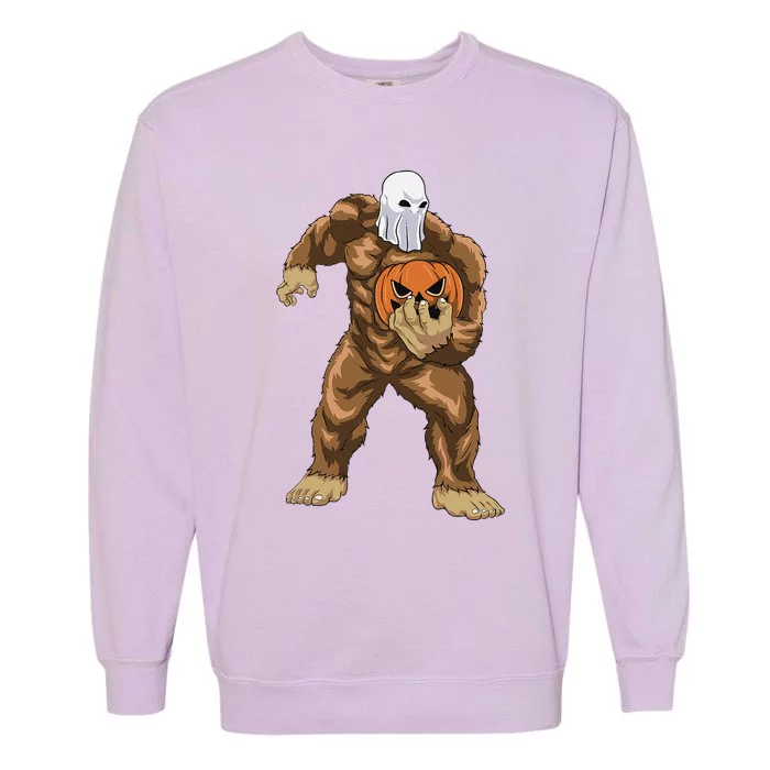 Ghost Bigfoot Sasquatch Jack O Lantern Halloween Costume Garment-Dyed Sweatshirt