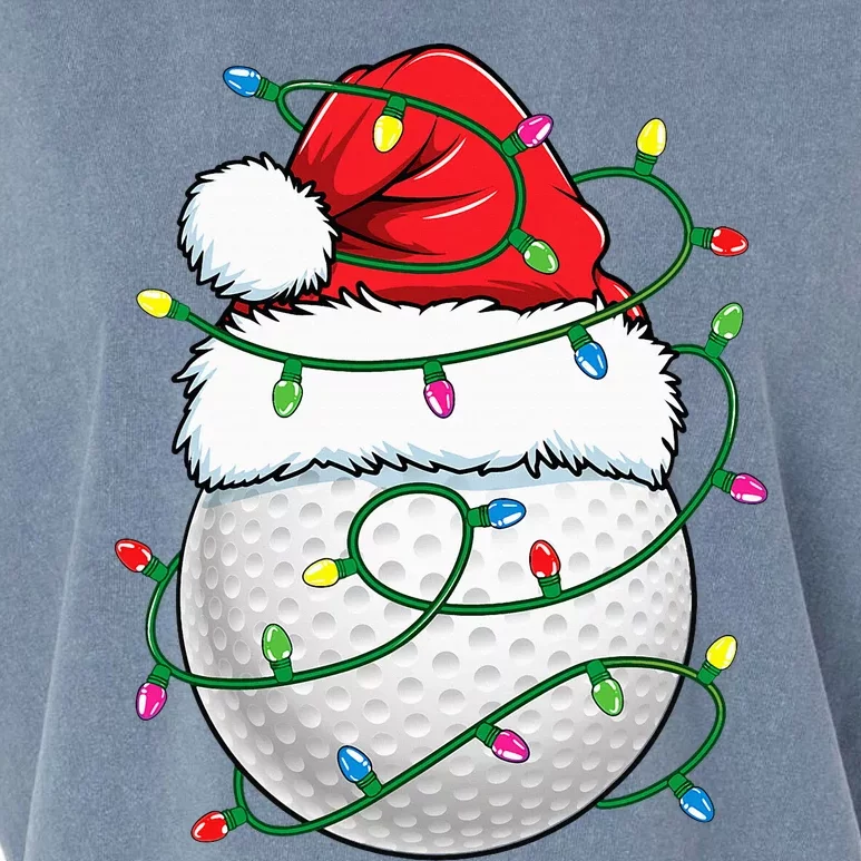 Golf Ball Santa Hat Christmas Golfing Xmas Lights Garment-Dyed Women's Muscle Tee