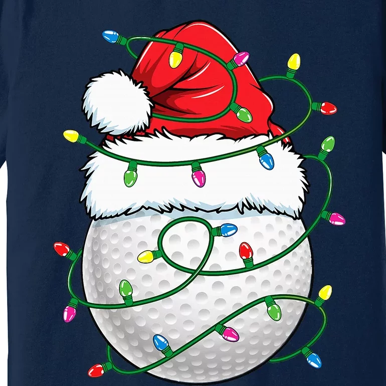 Golf Ball Santa Hat Christmas Golfing Xmas Lights Premium T-Shirt