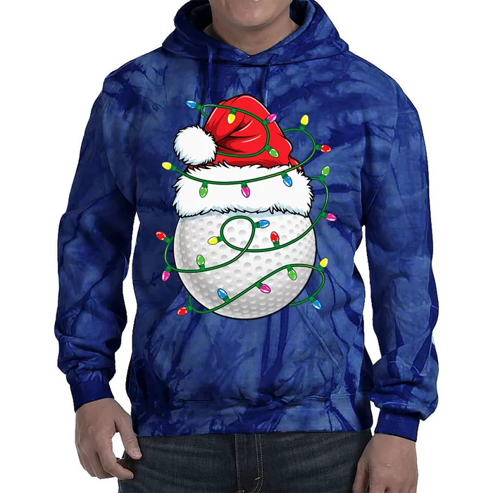 Golf Ball Santa Hat Christmas Golfing Xmas Lights Tie Dye Hoodie