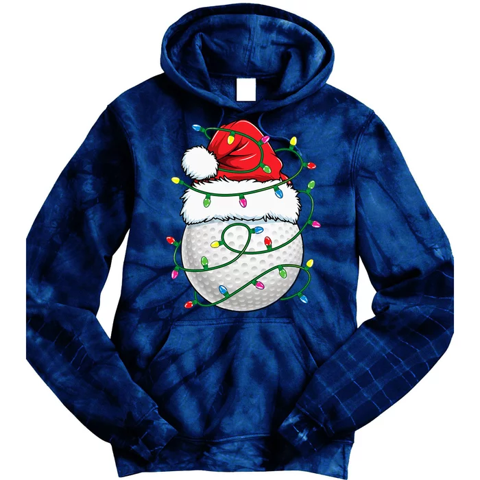 Golf Ball Santa Hat Christmas Golfing Xmas Lights Tie Dye Hoodie