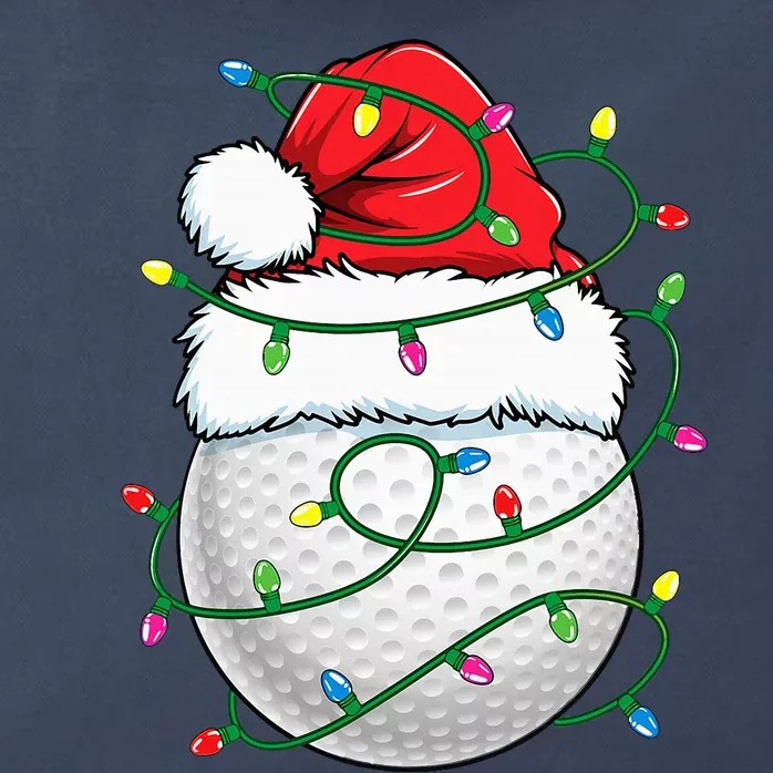 Golf Ball Santa Hat Christmas Golfing Xmas Lights Zip Tote Bag