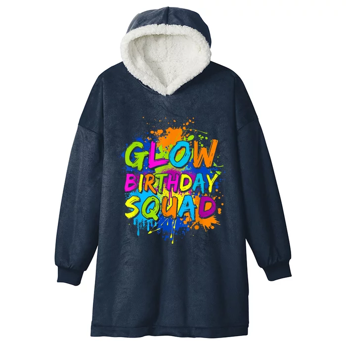 Glow Birthday Squad Retro 80s Costume Birthday Party Squad Hooded Wearable Blanket