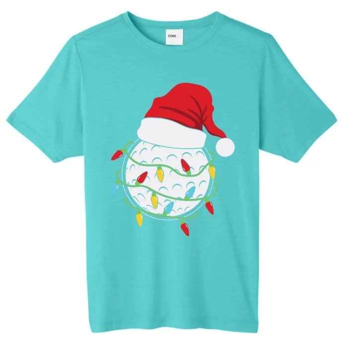 Golf Ball Santa Hat With Christmas Lights Xmas Golfer Gift Great Gift ChromaSoft Performance T-Shirt