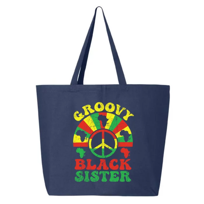 Groovy Black Sister African American Sis 70s Aesthetic Gift 25L Jumbo Tote