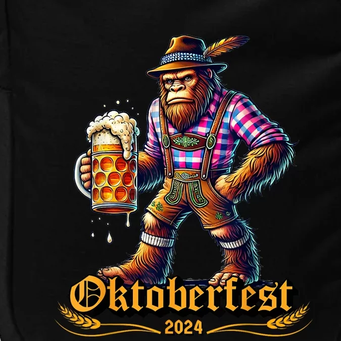 German Bigfoot Sasquatch Lederhose Funny Oktoberfest 2024 Impact Tech Backpack