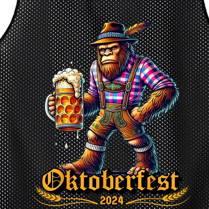 German Bigfoot Sasquatch Lederhose Funny Oktoberfest 2024 Mesh Reversible Basketball Jersey Tank