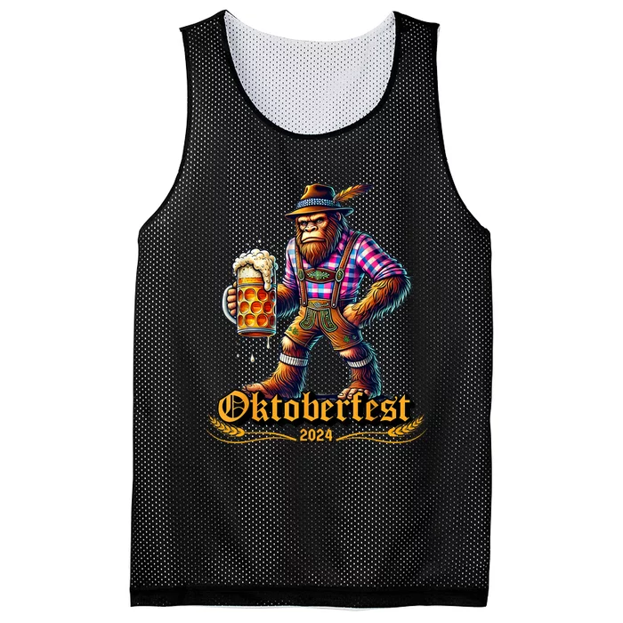 German Bigfoot Sasquatch Lederhose Funny Oktoberfest 2024 Mesh Reversible Basketball Jersey Tank