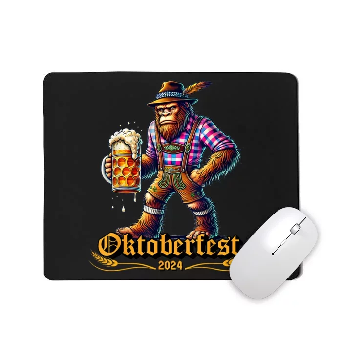 German Bigfoot Sasquatch Lederhose Funny Oktoberfest 2024 Mousepad