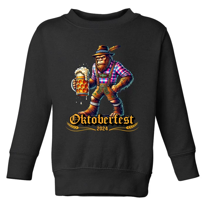 German Bigfoot Sasquatch Lederhose Funny Oktoberfest 2024 Toddler Sweatshirt