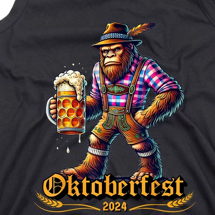 German Bigfoot Sasquatch Lederhose Funny Oktoberfest 2024 Tank Top