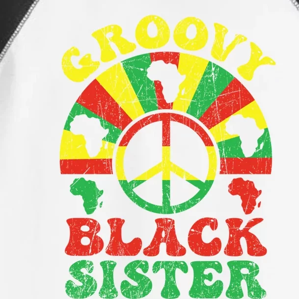 Groovy Black Sister African American Sis 70s Aesthetic Gift Toddler Fine Jersey T-Shirt