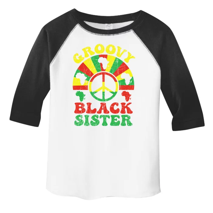 Groovy Black Sister African American Sis 70s Aesthetic Gift Toddler Fine Jersey T-Shirt