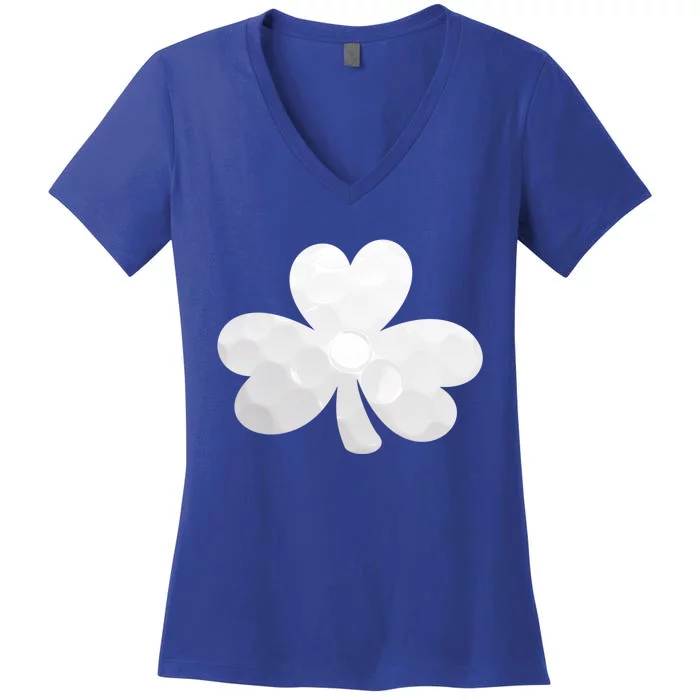 Golf Ball Shamrock St Patricks Clover Sports Fan Athlete Gift Women's V-Neck T-Shirt