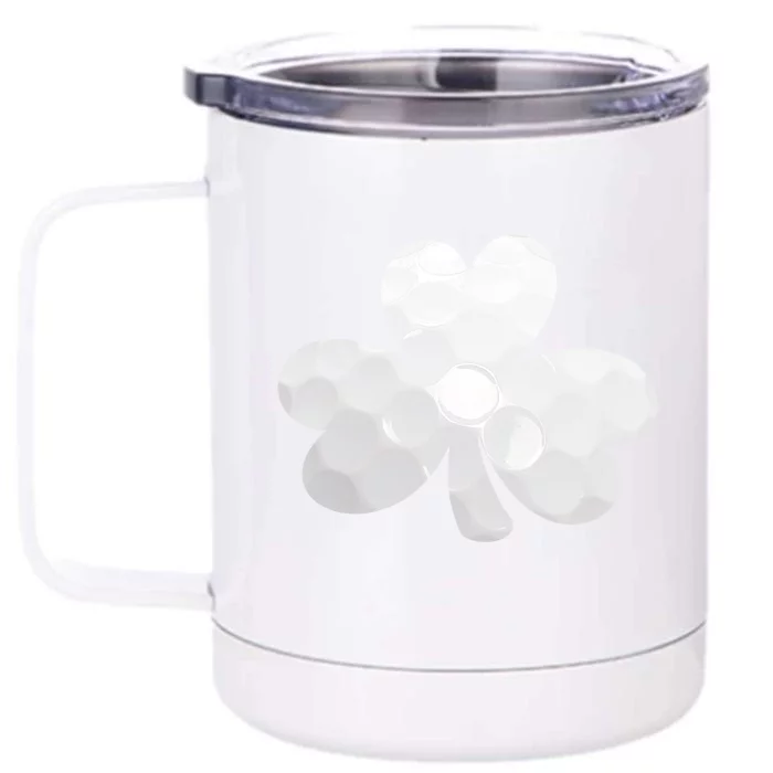 Golf Ball Shamrock St Patricks Clover Sports Fan Athlete Gift Front & Back 12oz Stainless Steel Tumbler Cup