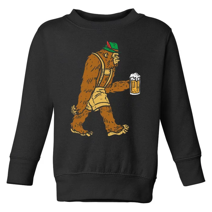 German Bigfoot Sasquatch Beer Lederhose Funny Oktoberfest Toddler Sweatshirt