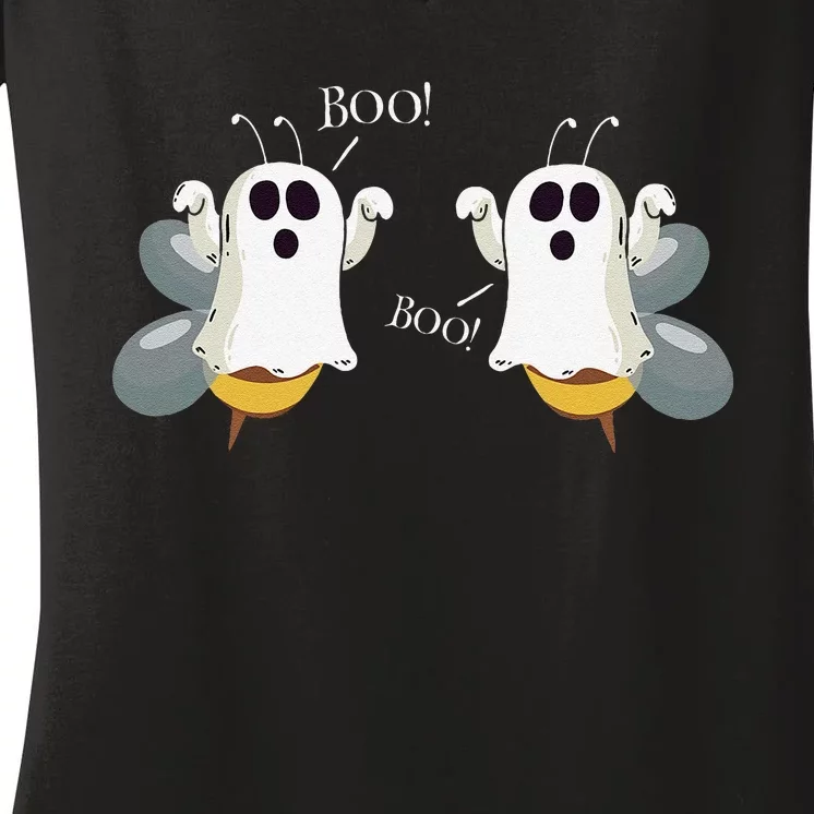 Ghost Bees Saying Boo Funny Halloween Gift Women's V-Neck T-Shirt