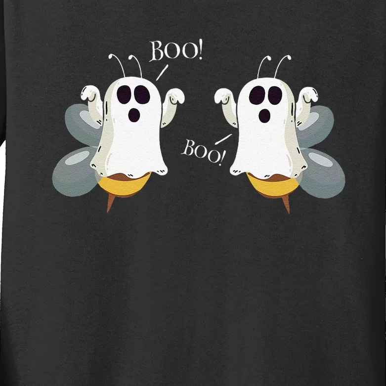 Ghost Bees Saying Boo Funny Halloween Gift Kids Long Sleeve Shirt