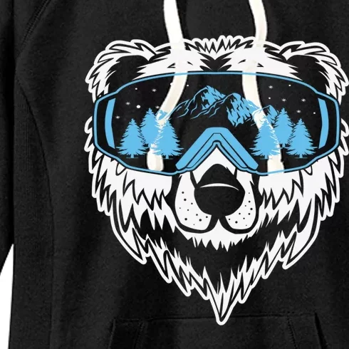 Grizzly Bear Ski Skiing Skier Googles Mask Cute Gift Women's Fleece Hoodie