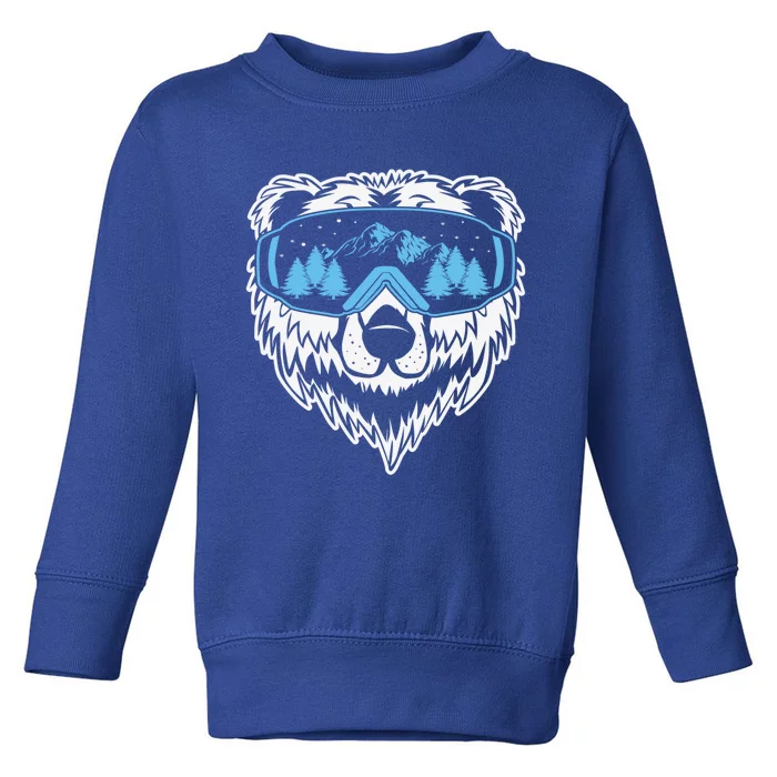 Grizzly Bear Ski Skiing Skier Googles Mask Cute Gift Toddler Sweatshirt