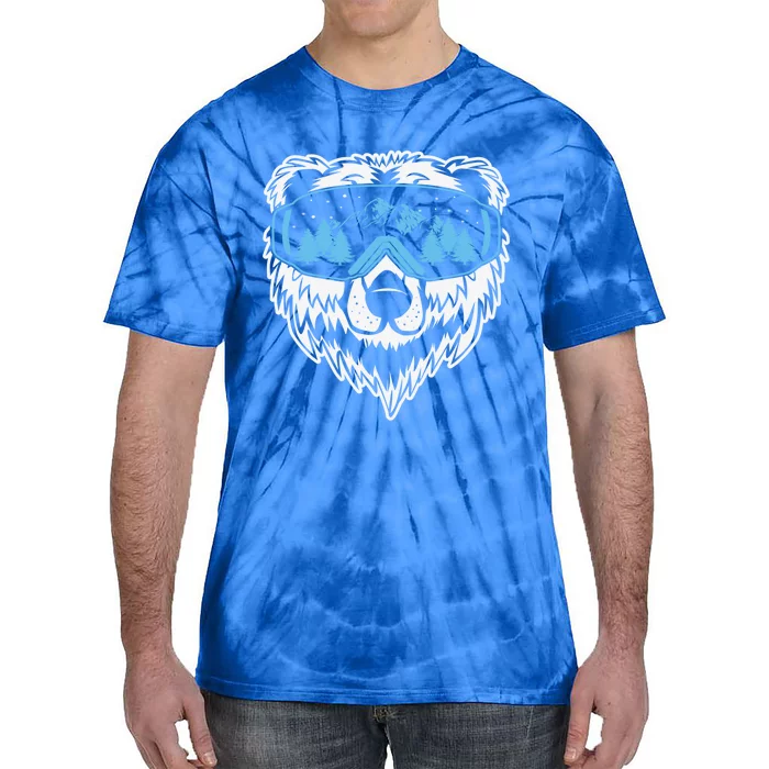 Grizzly Bear Ski Skiing Skier Googles Mask Cute Gift Tie-Dye T-Shirt