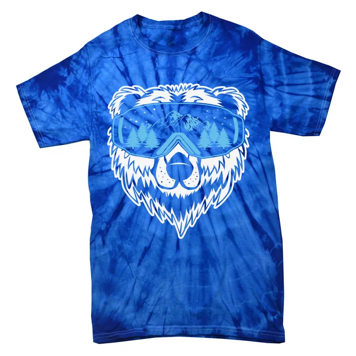 Grizzly Bear Ski Skiing Skier Googles Mask Cute Gift Tie-Dye T-Shirt