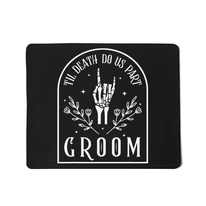 Groom Bride Skeleton Gothic Halloween Engagement Wedding Mousepad