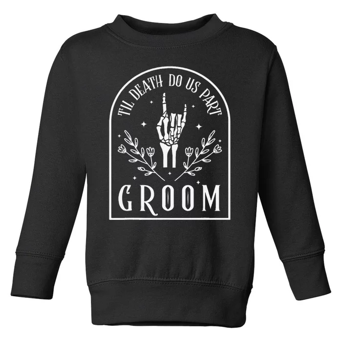 Groom Bride Skeleton Gothic Halloween Engagement Wedding Toddler Sweatshirt