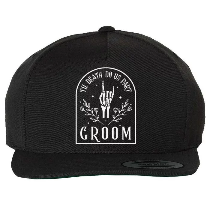 Groom Bride Skeleton Gothic Halloween Engagement Wedding Wool Snapback Cap