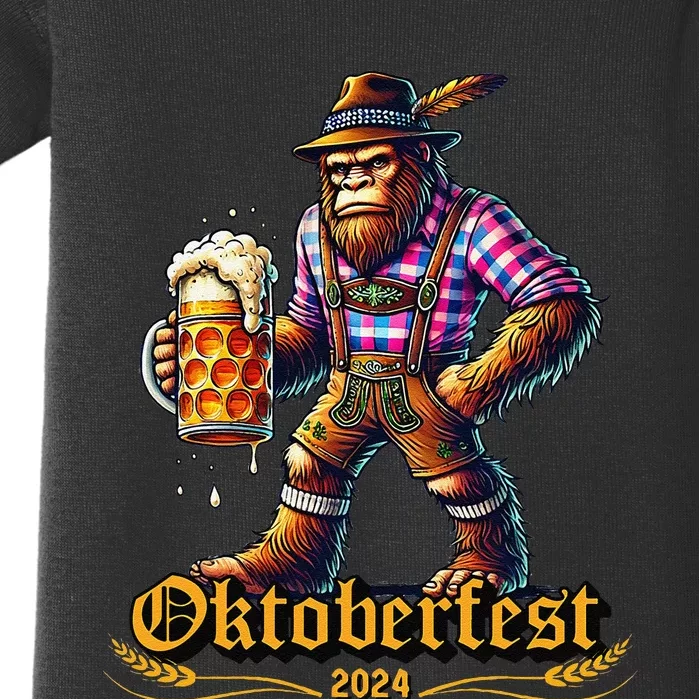 German Bigfoot Sasquatch Lederhose Funny Oktoberfest 2024 Gift Baby Bodysuit