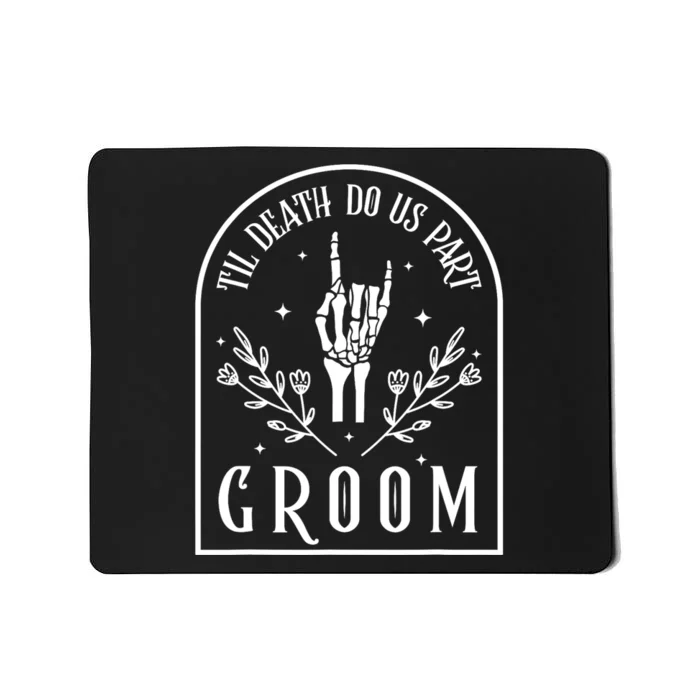 Groom Bride Skeleton Gothic Halloween Engagement Wedding Mousepad