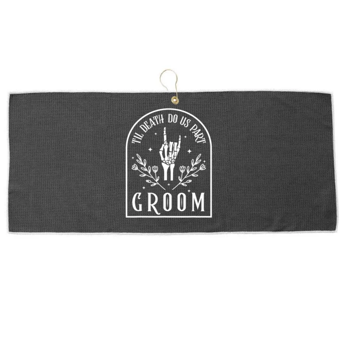 Groom Bride Skeleton Gothic Halloween Engagement Wedding Large Microfiber Waffle Golf Towel