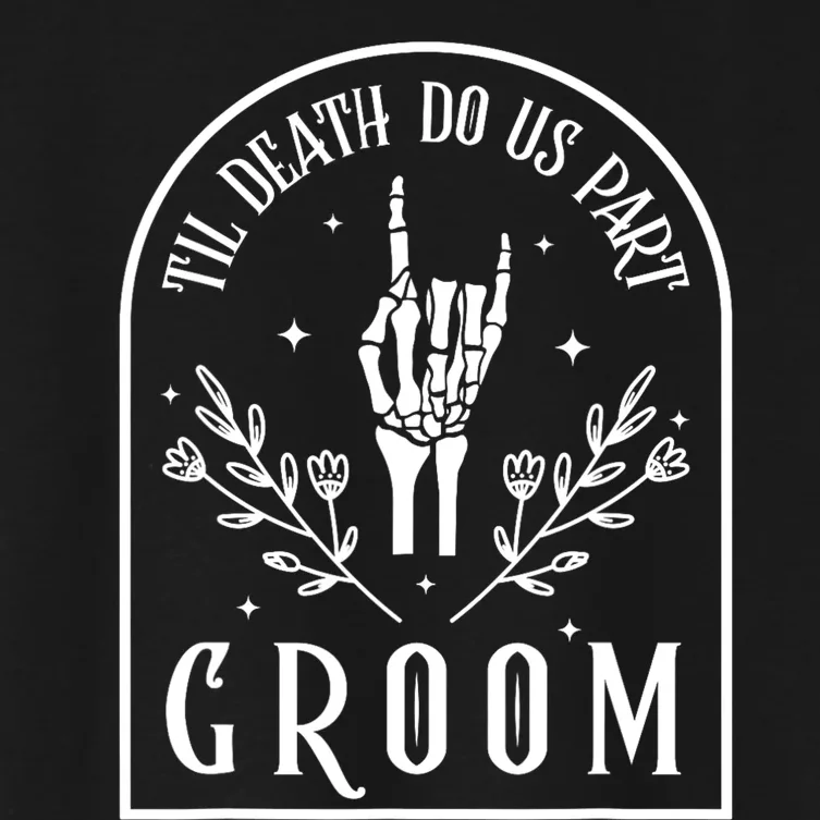 Groom Bride Skeleton Gothic Halloween Engagement Wedding Women's Crop Top Tee