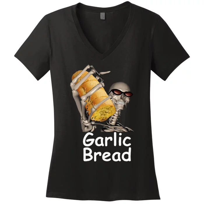 Garlic Bread Skeleton Women's V-Neck T-Shirt