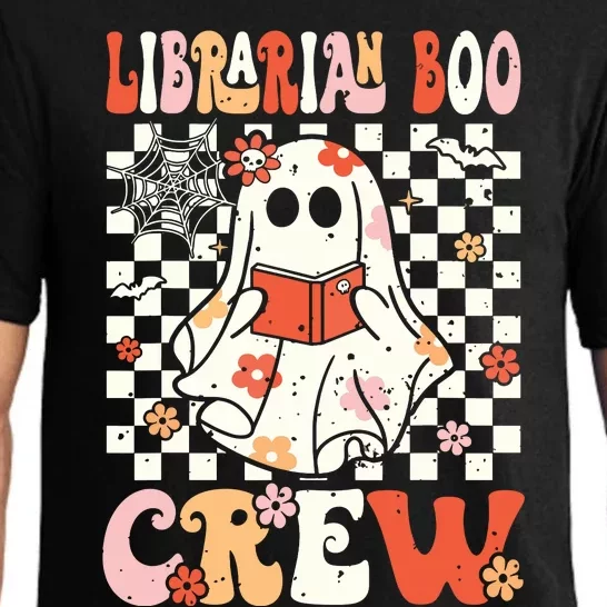 Groovy Boo School Librarian Crew Ghost Women Halloween Pajama Set