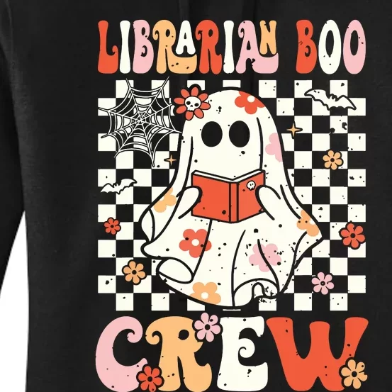 Groovy Boo School Librarian Crew Ghost Women Halloween Women's Pullover Hoodie