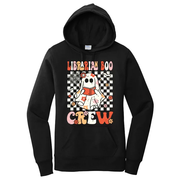 Groovy Boo School Librarian Crew Ghost Women Halloween Women's Pullover Hoodie