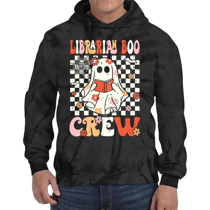 Groovy Boo School Librarian Crew Ghost Women Halloween Tie Dye Hoodie