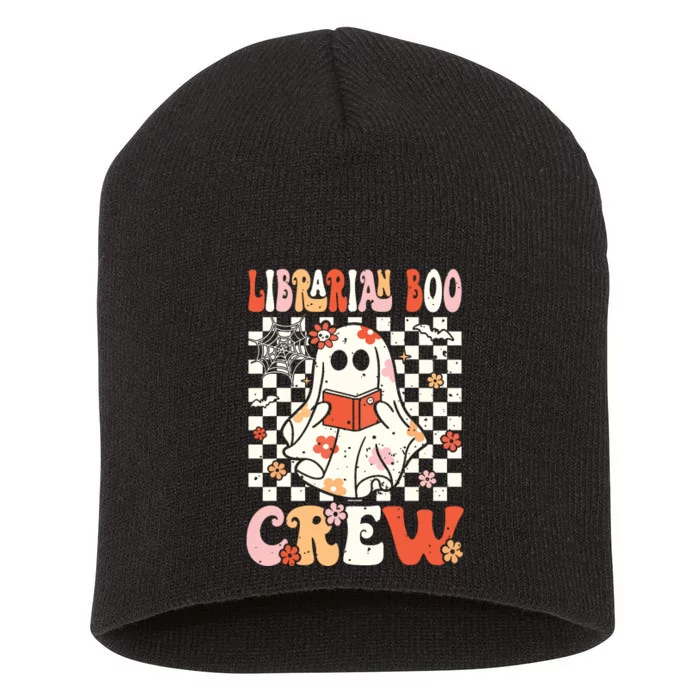 Groovy Boo School Librarian Crew Ghost Women Halloween Short Acrylic Beanie