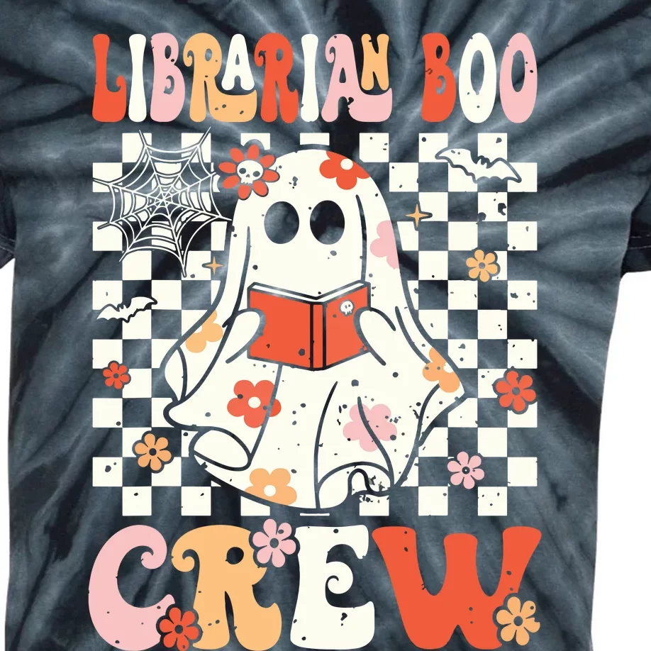 Groovy Boo School Librarian Crew Ghost Women Halloween Kids Tie-Dye T-Shirt