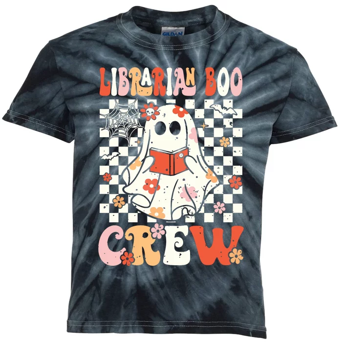 Groovy Boo School Librarian Crew Ghost Women Halloween Kids Tie-Dye T-Shirt