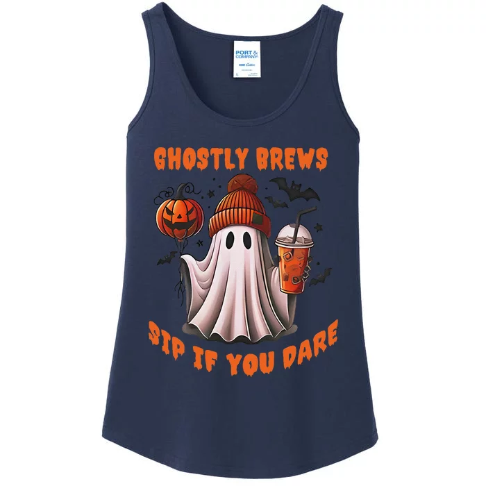 Ghostly Brews Sip If You Dare Drinkers Ghost Brew Halloween Ladies Essential Tank