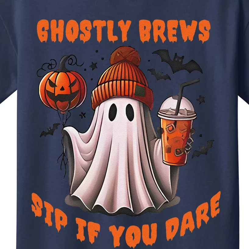 Ghostly Brews Sip If You Dare Drinkers Ghost Brew Halloween Kids T-Shirt