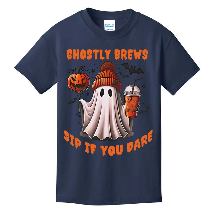 Ghostly Brews Sip If You Dare Drinkers Ghost Brew Halloween Kids T-Shirt