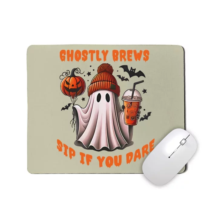 Ghostly Brews Sip If You Dare Drinkers Ghost Brew Halloween Mousepad