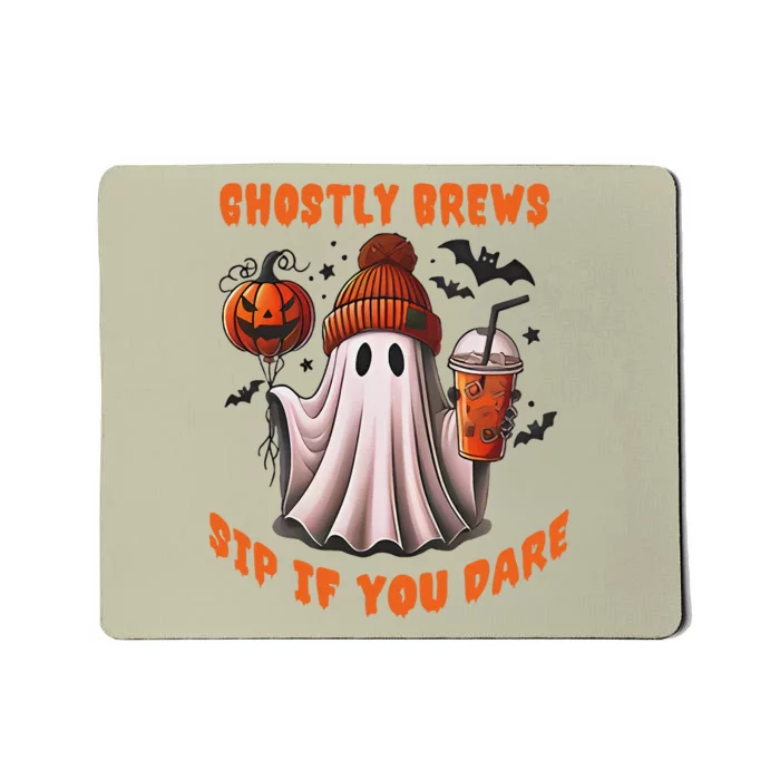 Ghostly Brews Sip If You Dare Drinkers Ghost Brew Halloween Mousepad