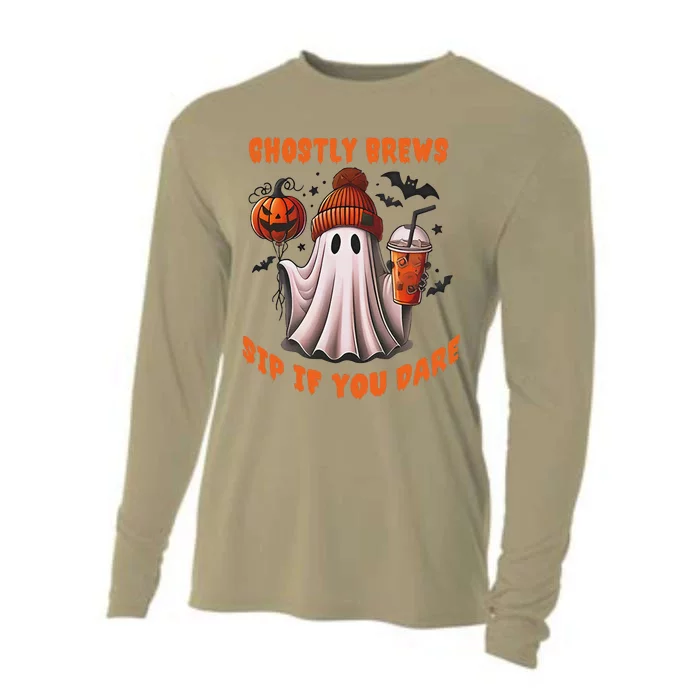 Ghostly Brews Sip If You Dare Drinkers Ghost Brew Halloween Cooling Performance Long Sleeve Crew