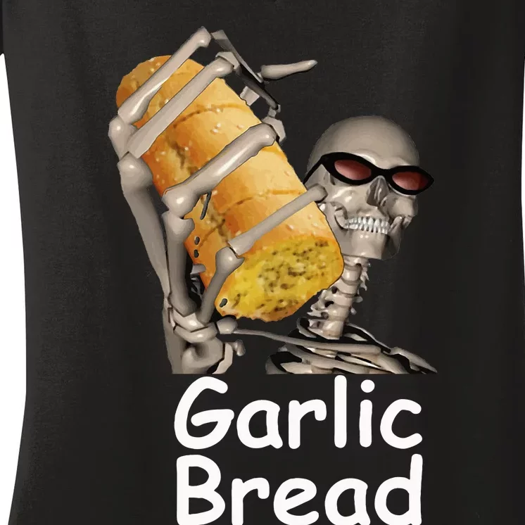 Garlic Bread Skeleton Funny Women's V-Neck T-Shirt